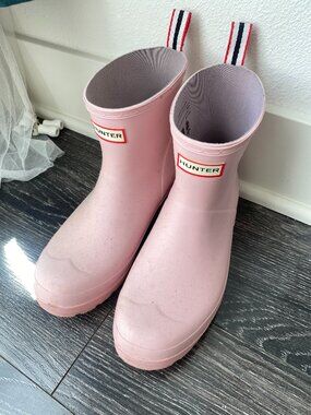 Hunter short rain boots pink